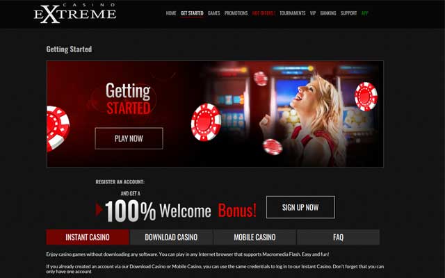 casino extreme no deposit 100
